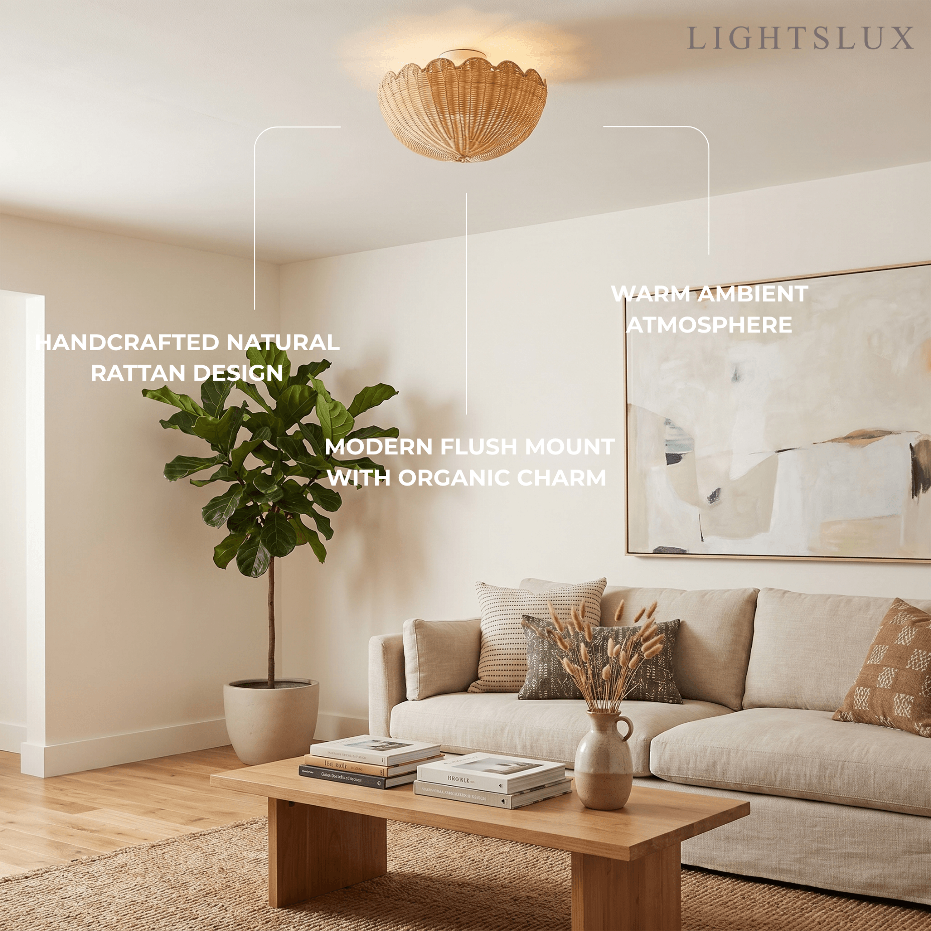 Natural Rattan Ceiling Light