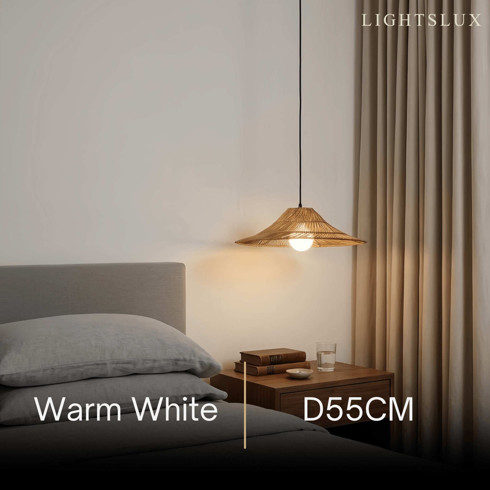 Bamburo Natural Rattan Pendant Light -- Natural Rattan for Bedroom Dining Room Living Room
