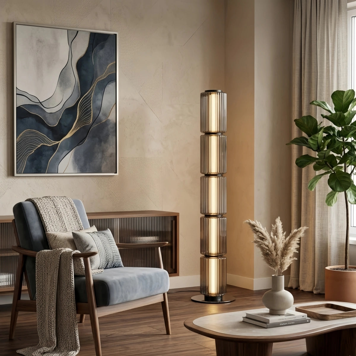 Vetro Modern Glass Column Floor Lamp