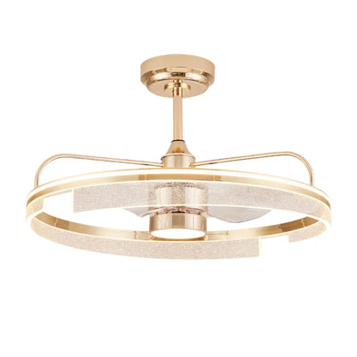 Excelis Luxury Ceiling Fan Lamp with LED -- Gold Aluminum & Acrylic for Living Room Dining Room