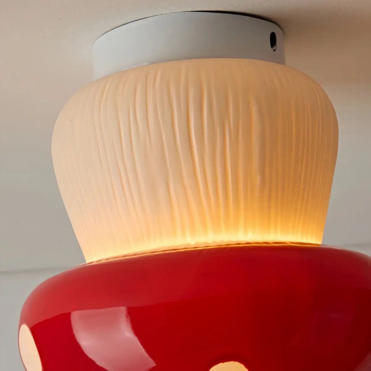 Vivara Retro Mushroom Ceiling Light -- Ceramic Red/Black for Bedroom