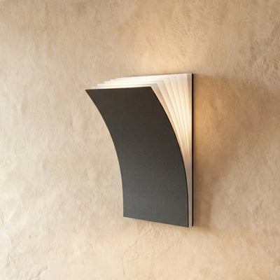 Vivara Nordic Minimalist Wall Lamp -- Curved Aluminum Book Pages in Black or White for Living Room Study