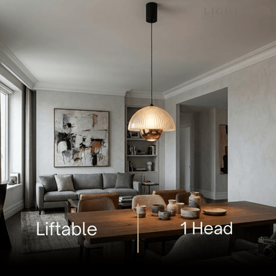 Velora Artistic Pendant Light -- Iron & Aluminum with Acrylic Shade, Pearl Black for Bedroom Dining Room
