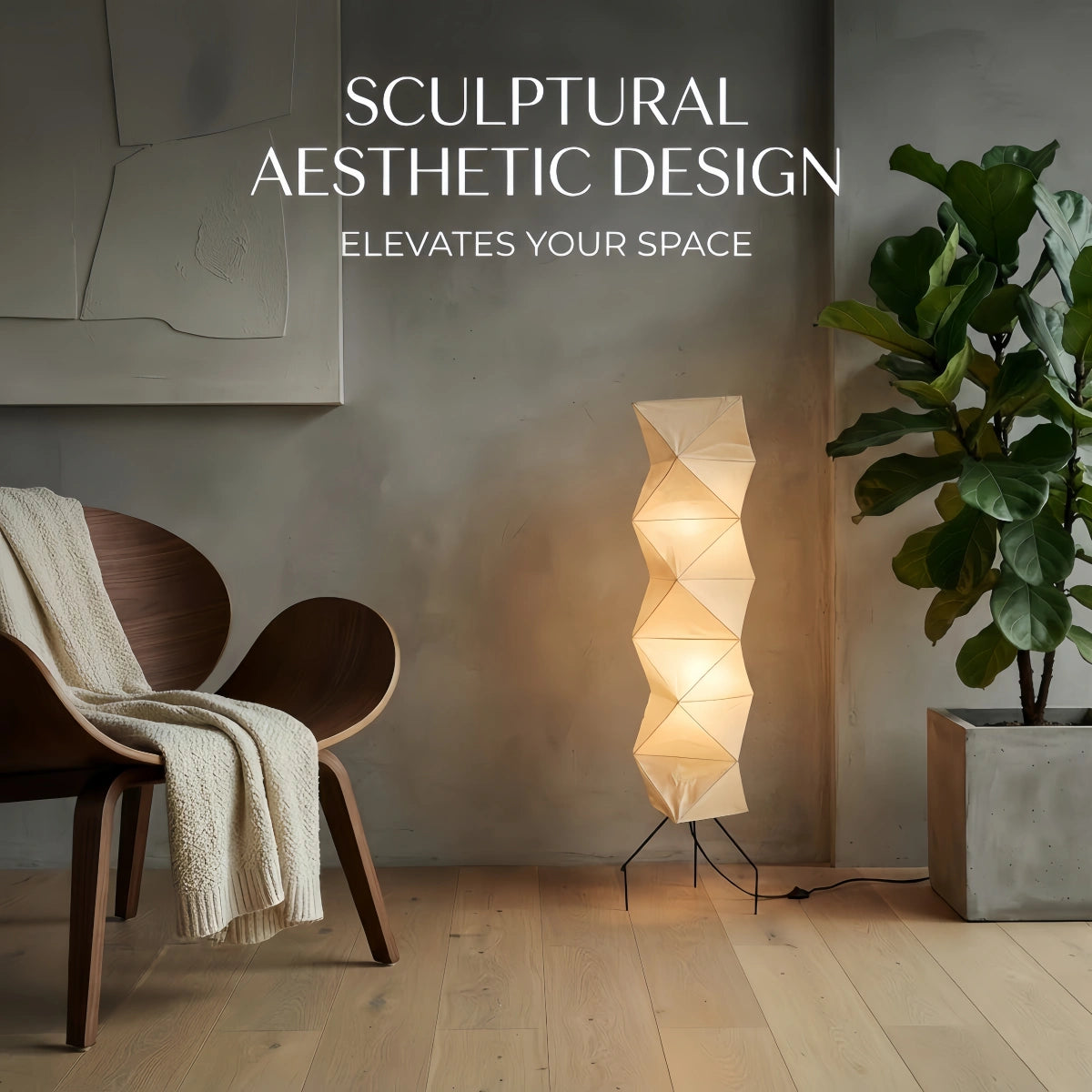 Floor Lamp -- Metal & Paper Milk White  for Bedroom