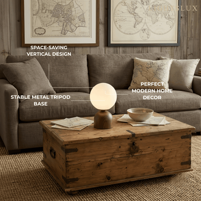  Table Lamp -- Wood & Glass for Living Room & Bedroom