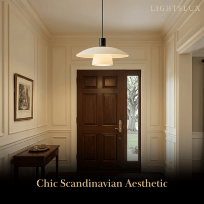 Minimalist Glass Pendant Lamp -- Black/White Metal for Foyer