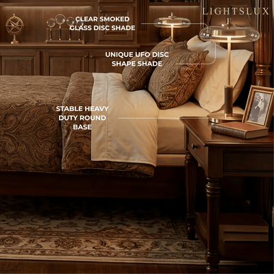Vetro Classical Table Lamp -- Glass Wood Brass for Living Room