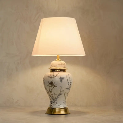 Vintage Table Lamp -- Fabric for Living Room