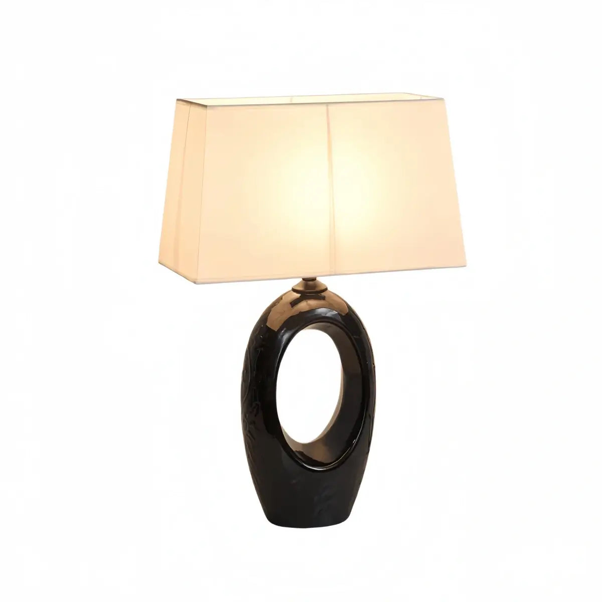 Sandora Nordic Table Lamp — Ceramic & Fabric Black/White for Bedroom Living Room