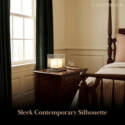 Alba Designer Table Lamp -- Glass & Alabaster with Stainless Steel for Bedroom