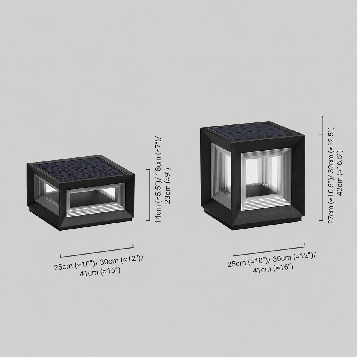 Arcato Modern LED Outdoor Pillar Lights - Black Metal Cube Design