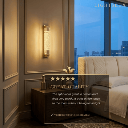 Luxury Wall Lamp – Gold Crystal Rectangular Bedroom