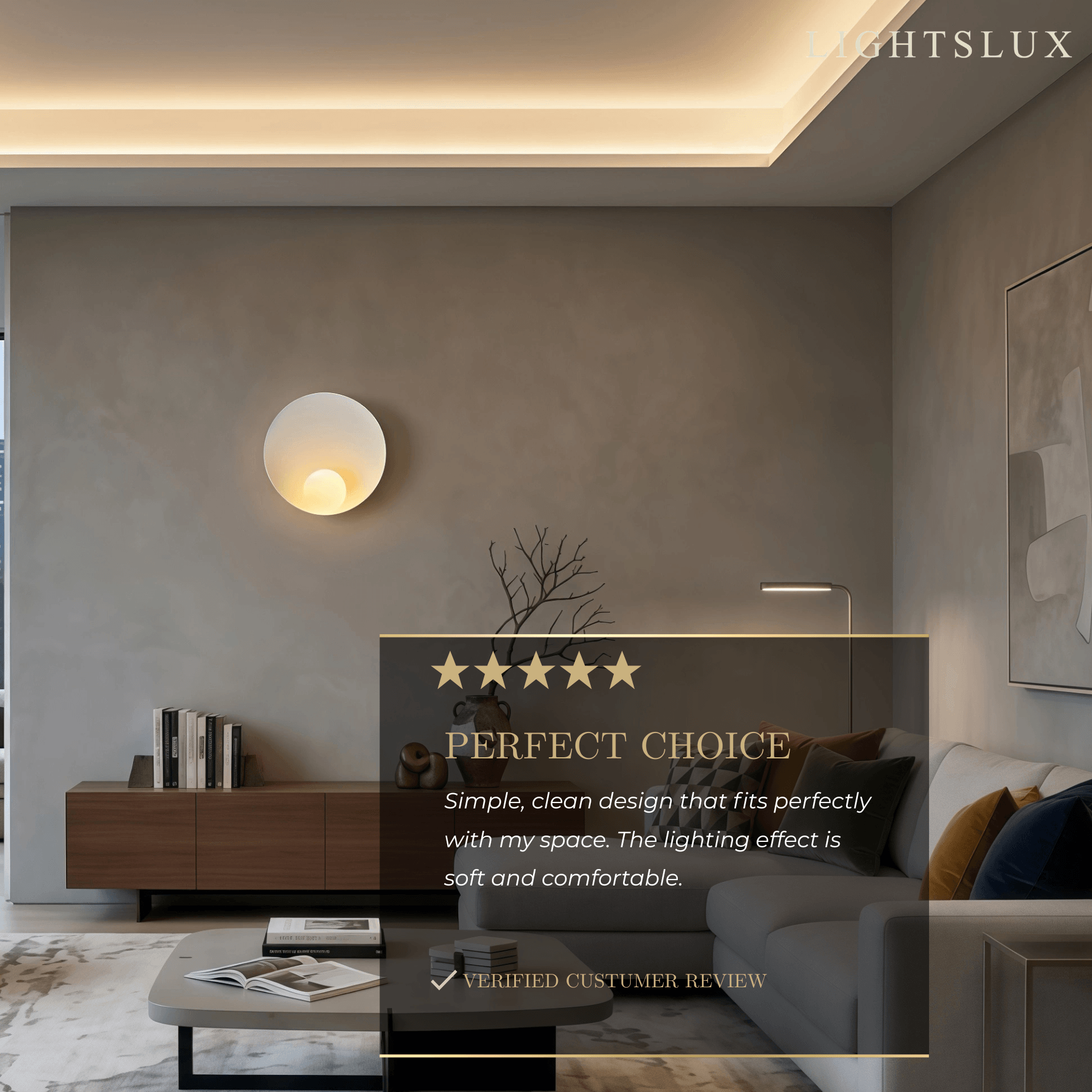  Wall Lamp — Natural Resin & Metal with Warm Glow Bedroom