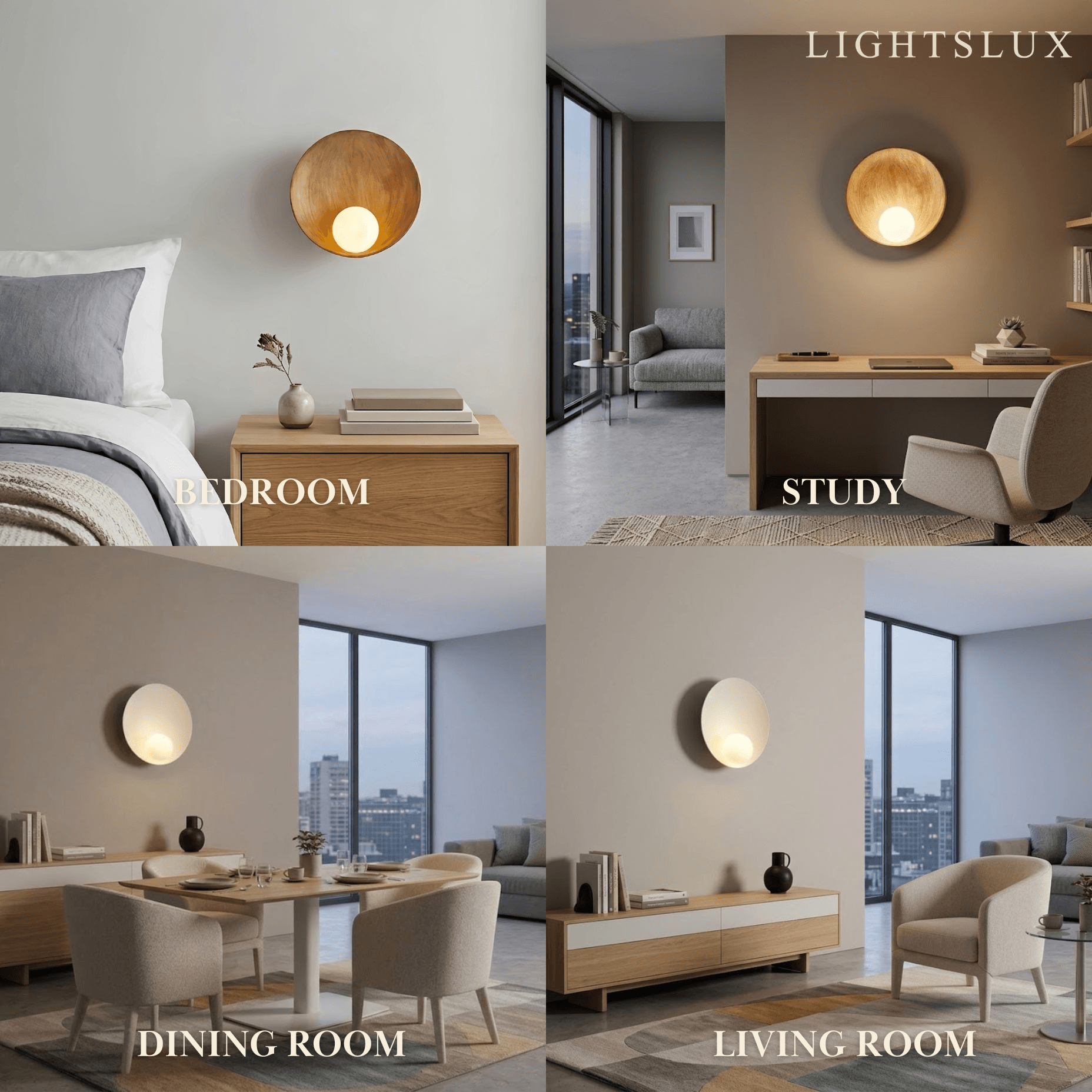  Wall Lamp — Natural Resin & Metal with Warm Glow Bedroom