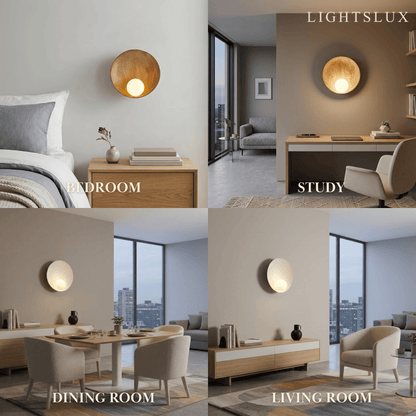  Wall Lamp — Natural Resin & Metal with Warm Glow Bedroom