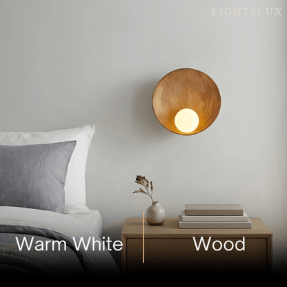 Wall Lamp — Natural Resin & Metal with Warm Glow Bedroom