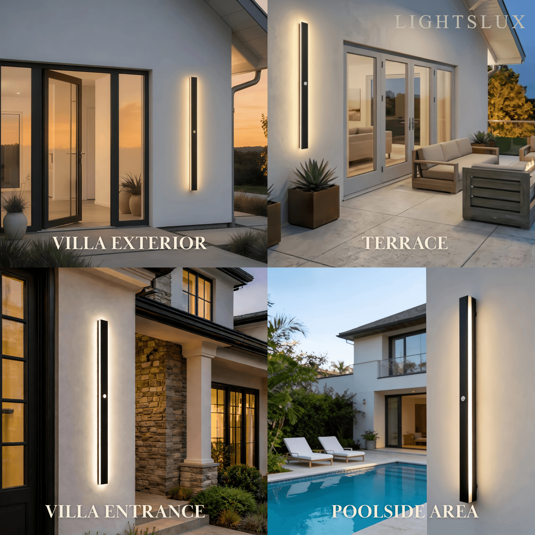 Minimalist Linear Black Outdoor Wall Lamp Sensor