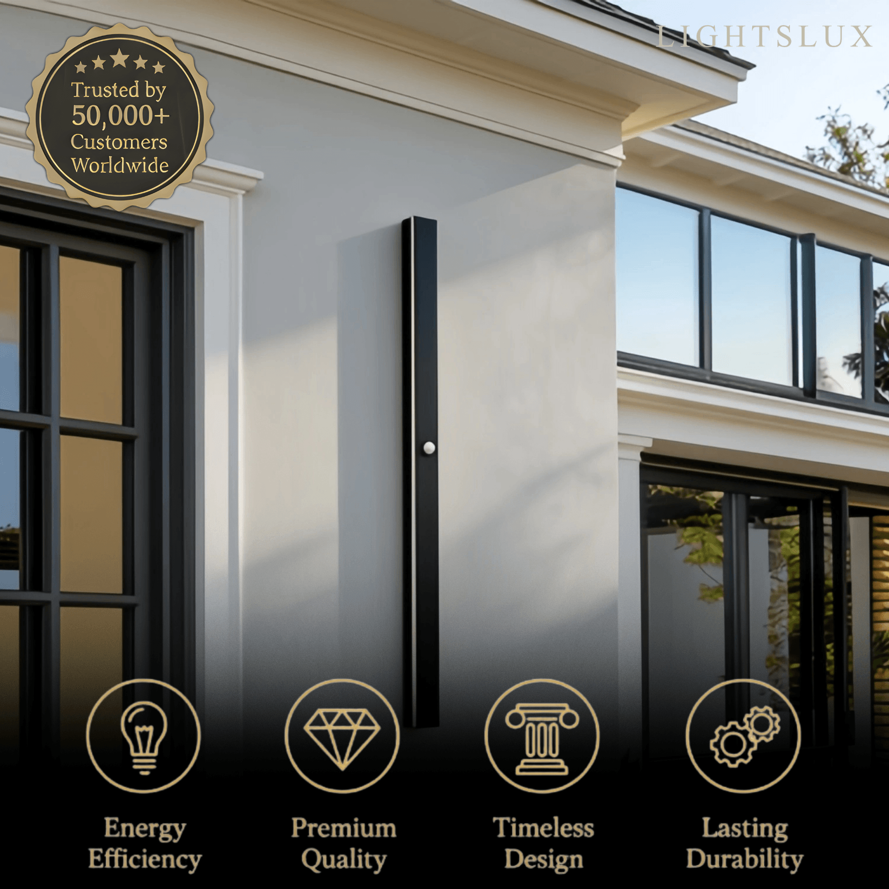 Minimalist Linear Black Outdoor Wall Lamp Sensor