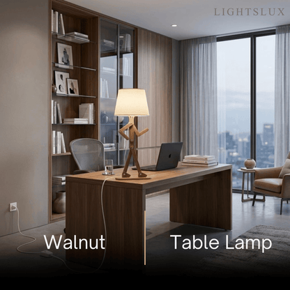Zenno Art Deco Wood & Fabric Floor Lamp
