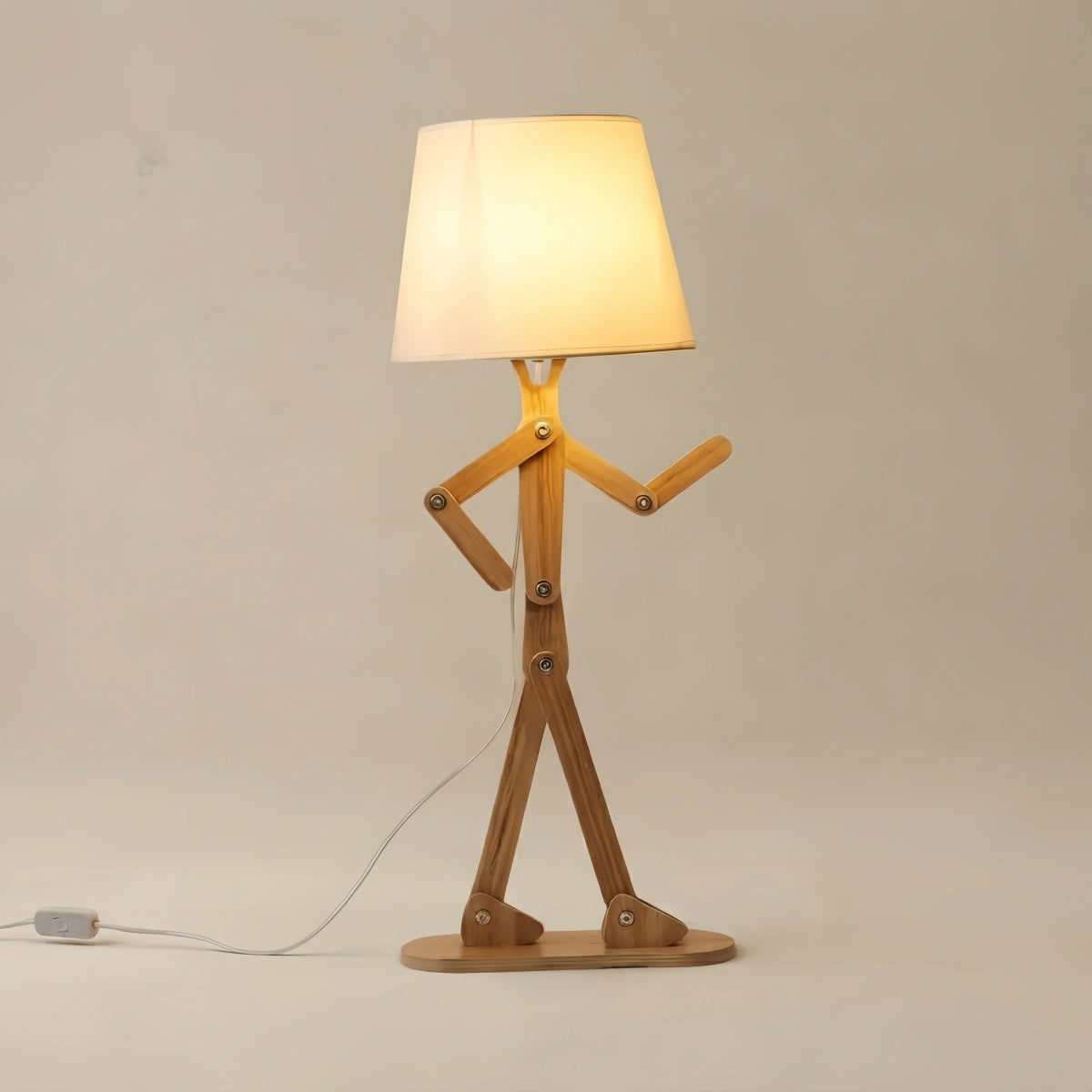 Zenno Art Deco Wood & Fabric Floor Lamp -- Walnut/Wood for Living Room/Bedroom