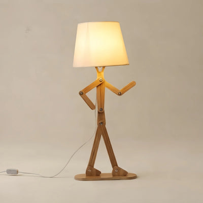 Zenno Art Deco Wood & Fabric Floor Lamp -- Walnut/Wood for Living Room/Bedroom