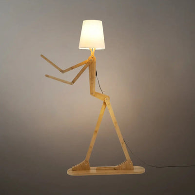 Zenno Art Deco Wood & Fabric Floor Lamp