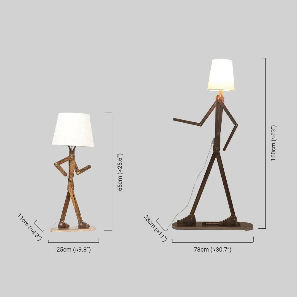 Zenno Art Deco Wood & Fabric Floor Lamp