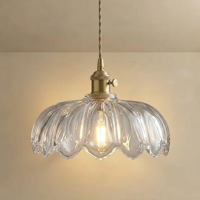  Pendant Light – Clear Blown Glass with Brass Finish for Bedroom