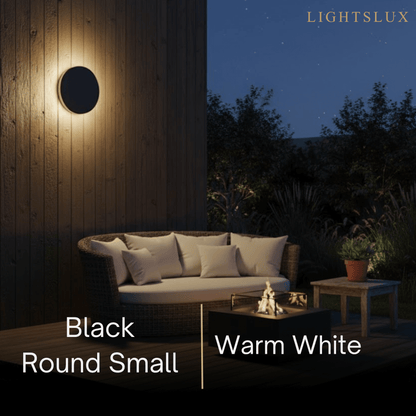 Solara Minimalist LED Outdoor Wall Lamp – Black/White Round/Square Porch Sensor Light
