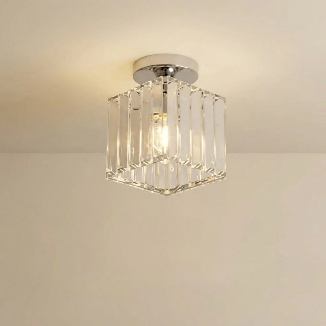 Vetro Modern Ceiling Lamp Metal/Crystal Design in Silver for Bedroom