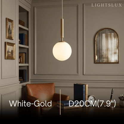 Modern Gold Pendant Light – Globular Glass/Metal Fixture