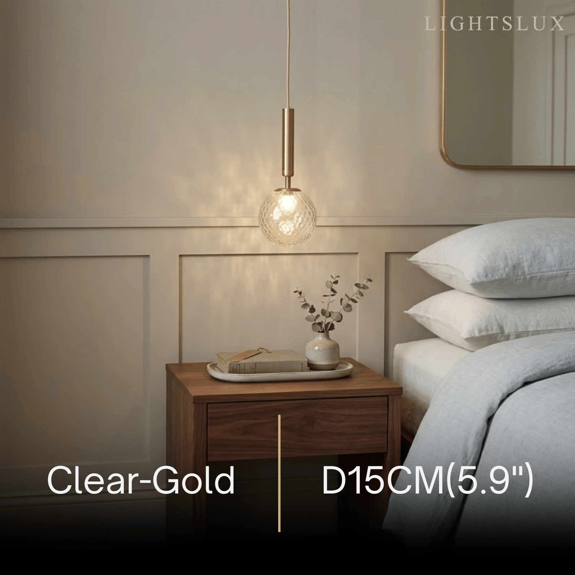 Modern Gold Pendant Light – Globular Glass/Metal Fixture