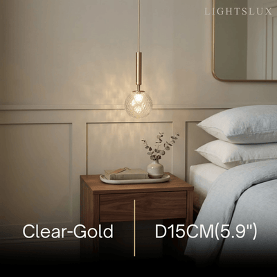 Modern Gold Pendant Light – Globular Glass/Metal Fixture