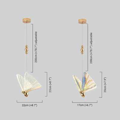 Art Deco Butterfly Pendant Light Dimension