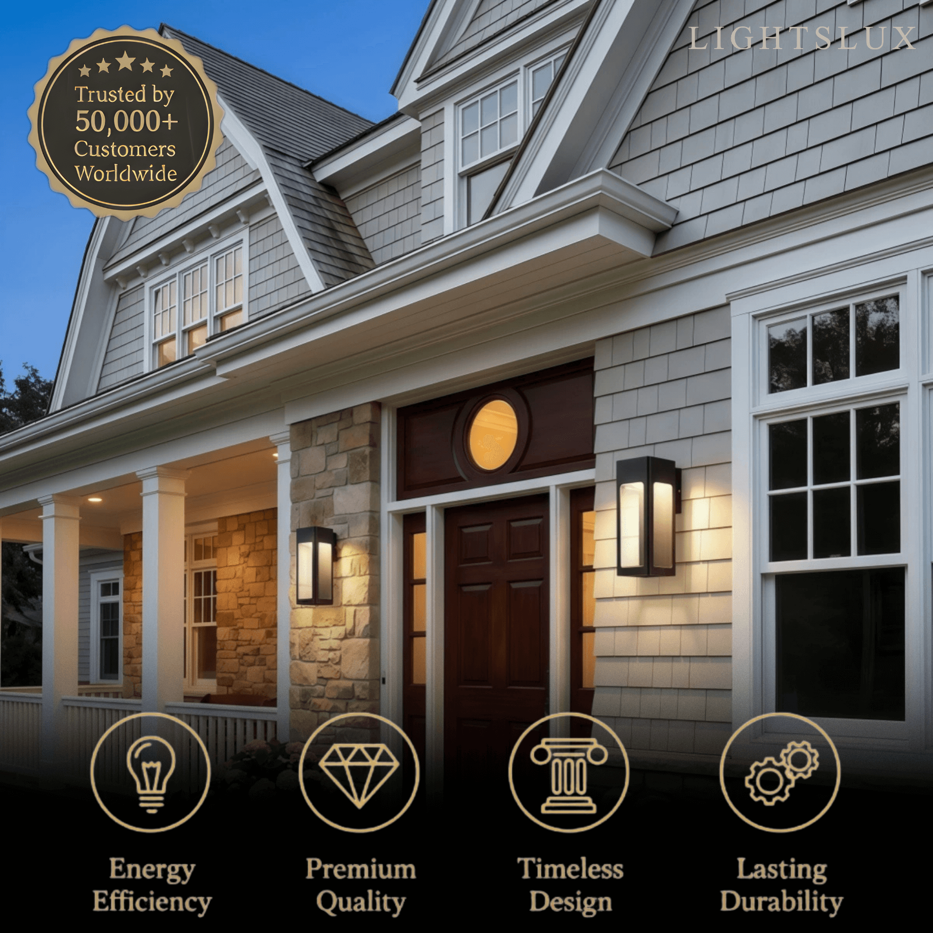 Modern Outdoor Wall Lamp – Metal Lantern with Sensor
