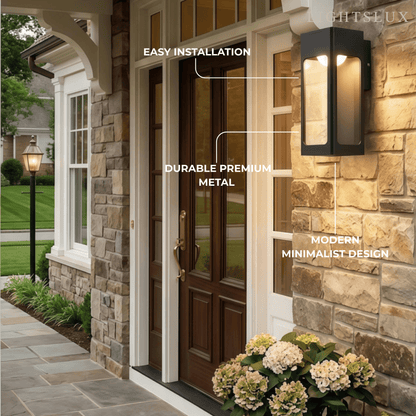  Modern Outdoor Wall Lamp – Metal Lantern with Sensor 