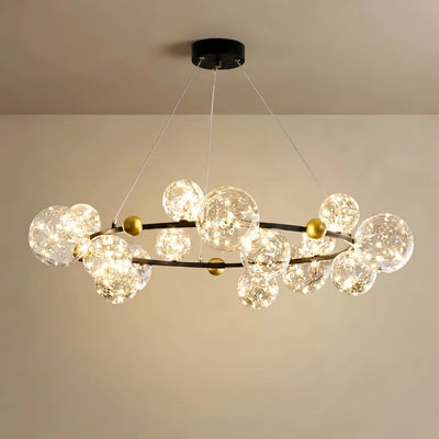 Bubble Chandelier – Black Metal with Clear Crystal Glass 