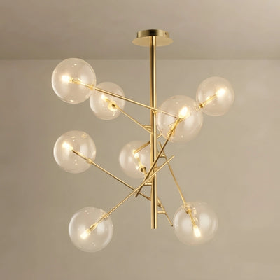 WV353Nebula Designer Bubble Chandelier - Clear Glass & Metal Branch for Dining Room/Kitchen