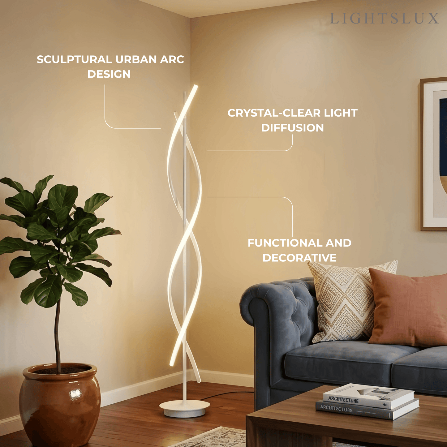  Arcato Modern Black & White Floor Lamp