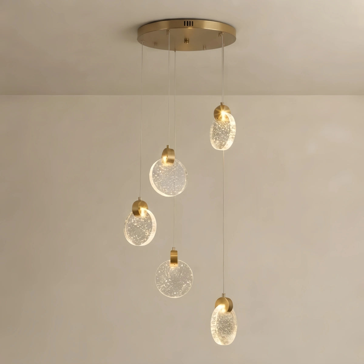 Excelis Art Deco Round – Pendant Light Gold Metal/Crystal for Dining Room