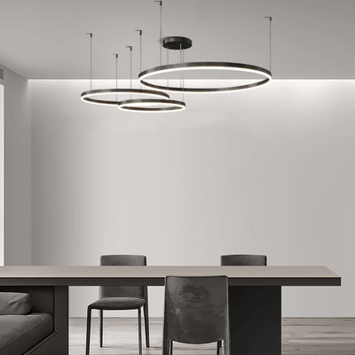 Modern 3-Ring Black Pendant Light Dining Room