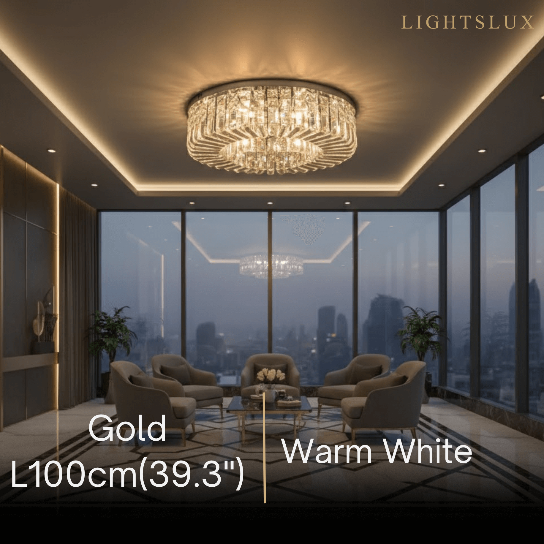 Royal Round LED Ceiling Light – Chrome/Gold Finish for Living