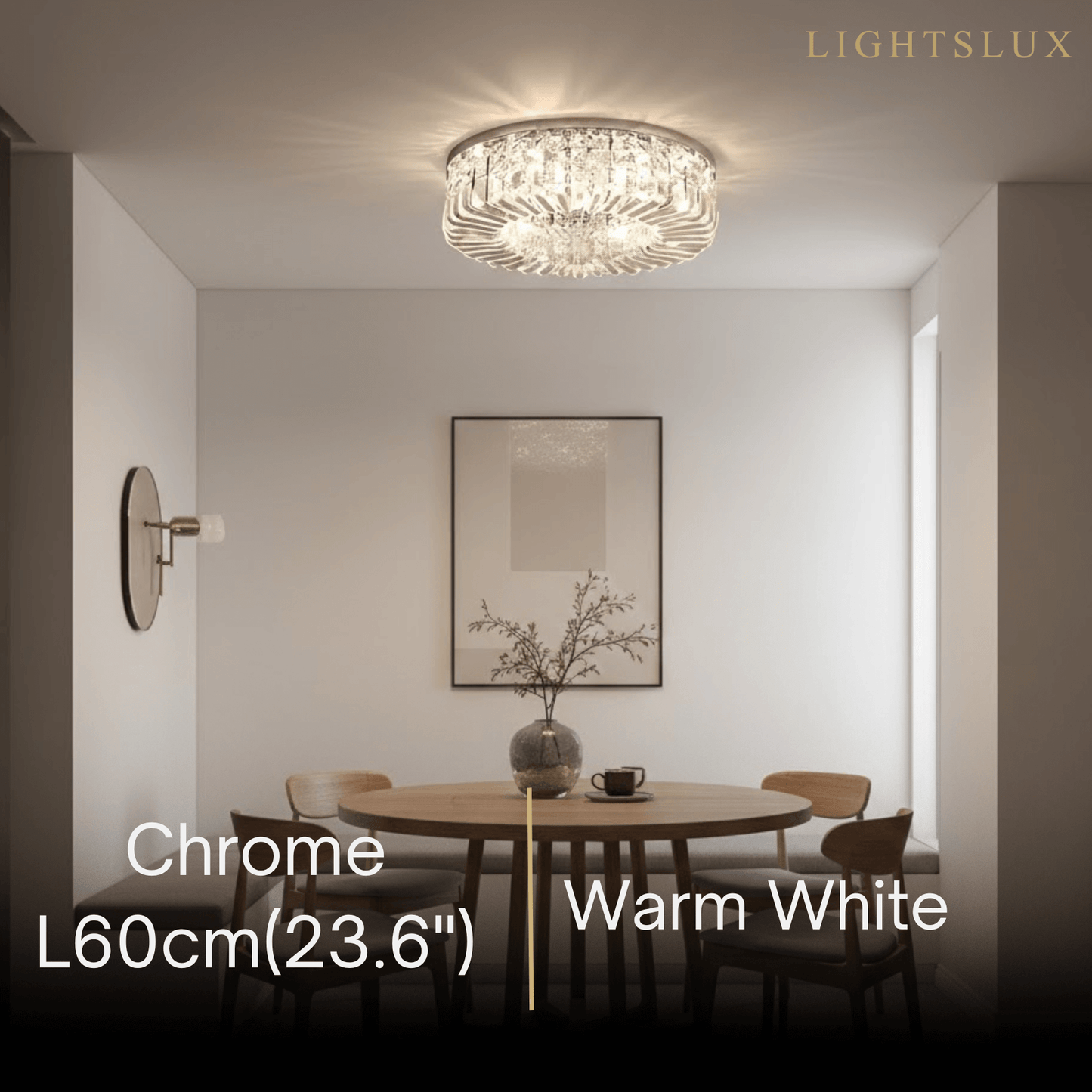 Excelis Royal Round LED Ceiling Light – Chrome/Gold Finish for Living Room/Bedroom