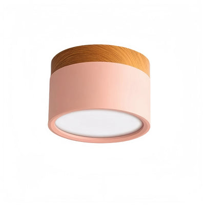 Morandia Nordic LED Ceiling Light Cylinder - Metal/Wood for Hallway
