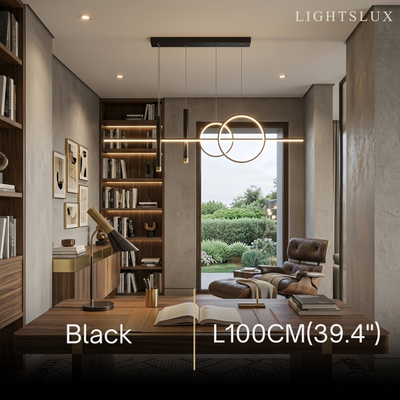 Arcato Modern Geometric Pendant Light — Black/White Metal & Acrylic Dining Room