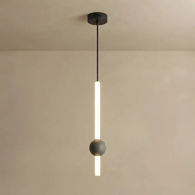 Arcato Modern Linear Globe Pendant Light - White/Black Metal for Bedroom/Living Room