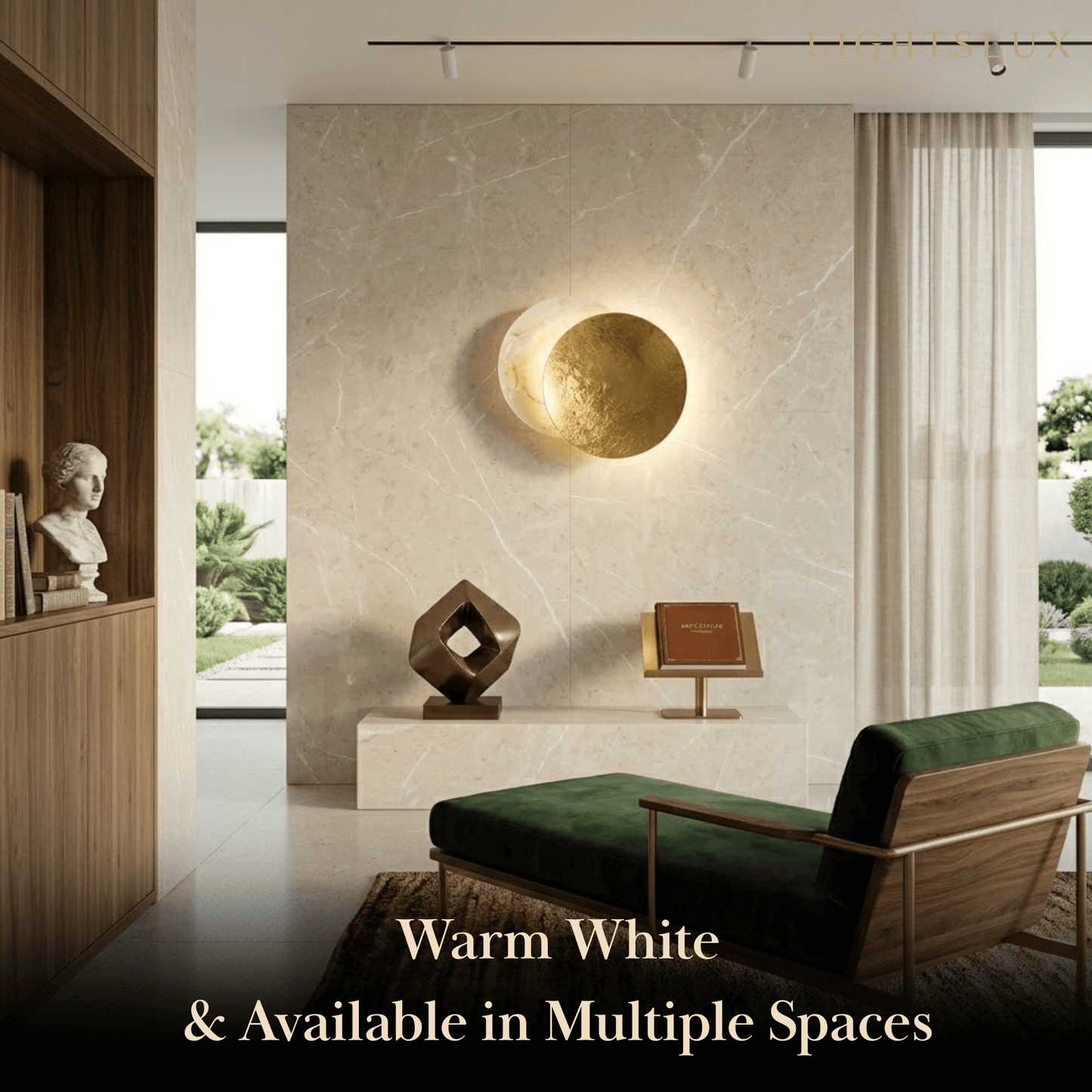 Lunara Nordic Moon LED Wall Lamp – Metal Gold/Red Copper for Bedroom