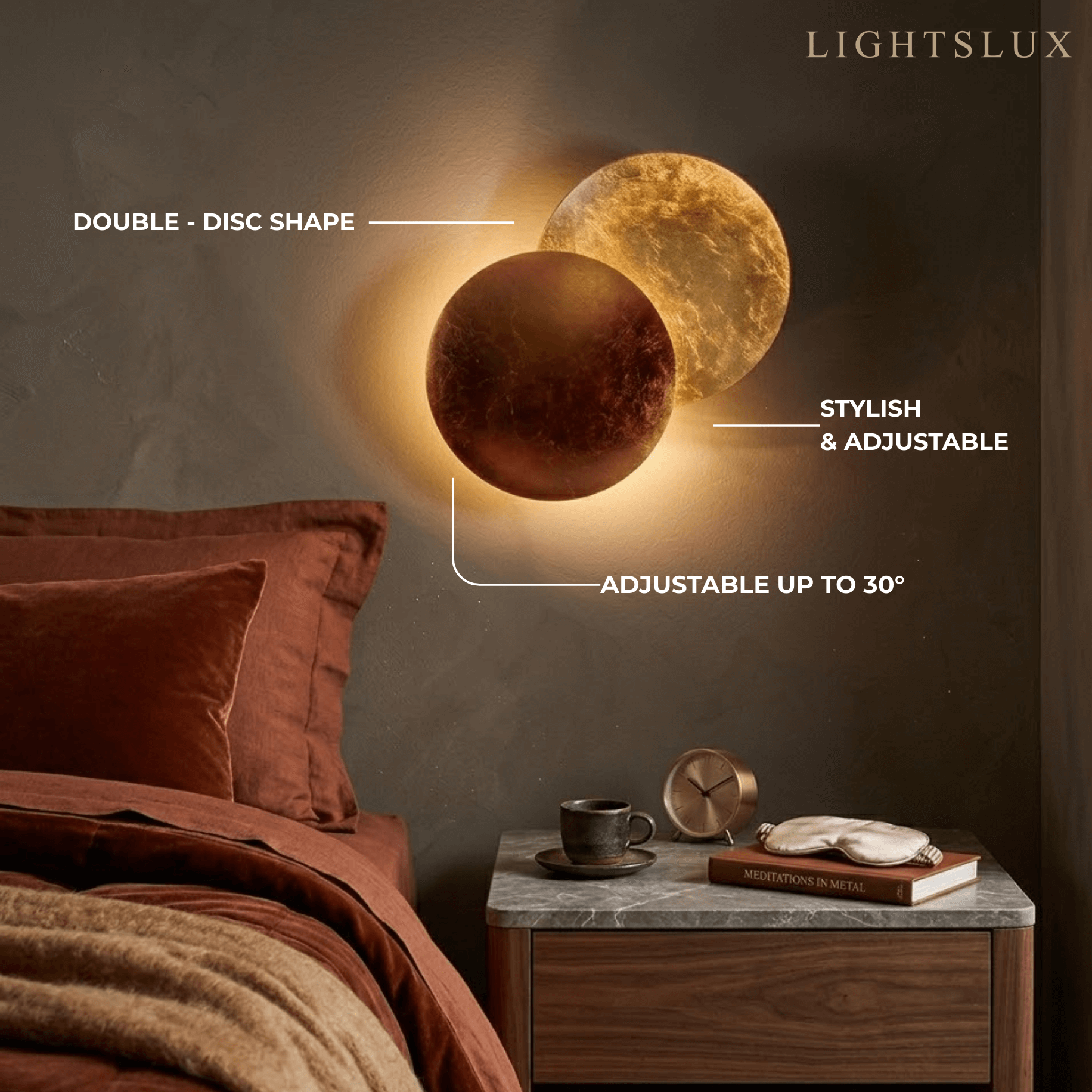 Lunara Nordic Moon LED Wall Lamp for Bedroom
