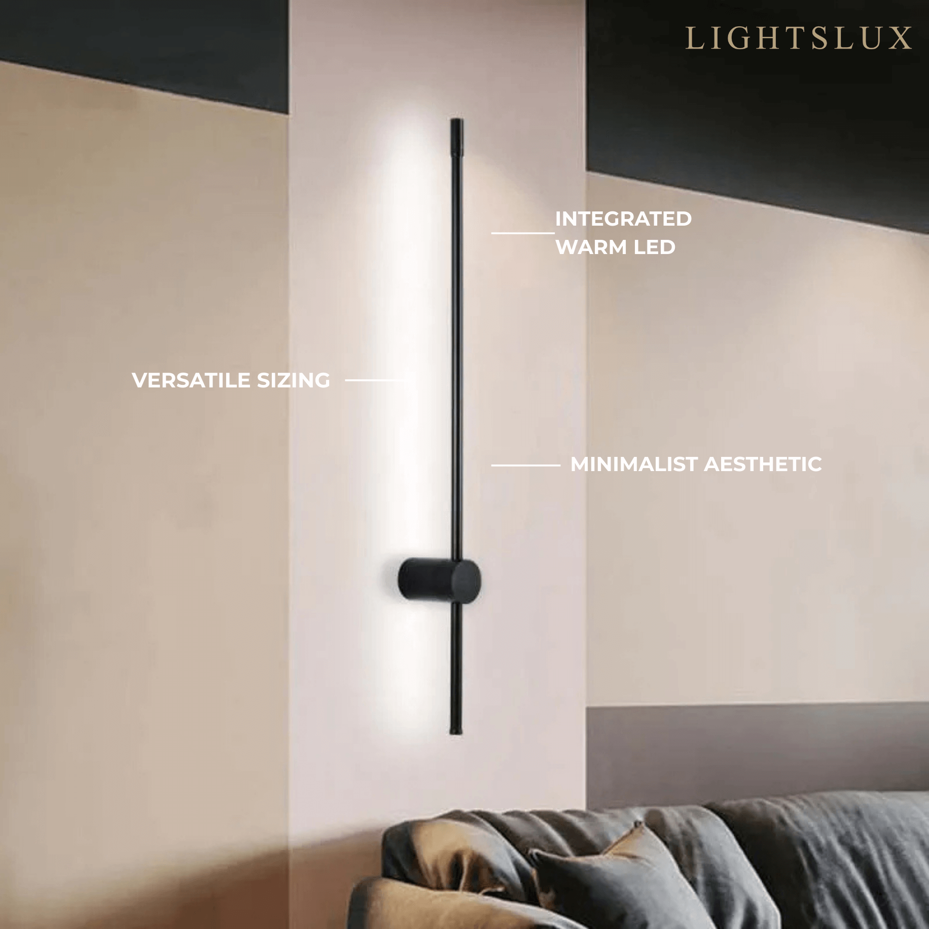 Arcato Minimalist LED Wall Lamp- Linear Light for Bedroom
