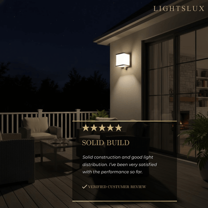 Lunara Modern Solar LED Outdoor Wall Lamp – Waterproof Sensor Light for Courtyard